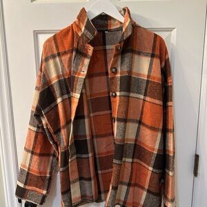 Plaid Button-Up Flannel Jacket/Shirt: Size XL